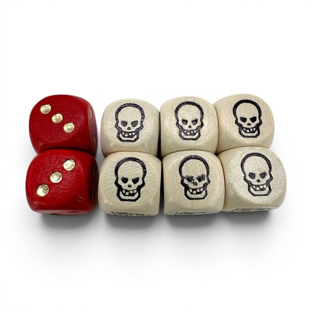 Vintage Hero Quest 1989 1990 Replacement Wooden Dice 6 White 2 Red Parts Only
